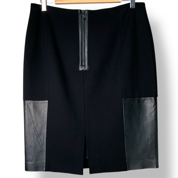 DANIER LEATHER Pencil Skirt Leather Inserts Sz 10 - Picture 4 of 11